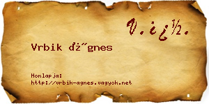 Vrbik Ágnes névjegykártya